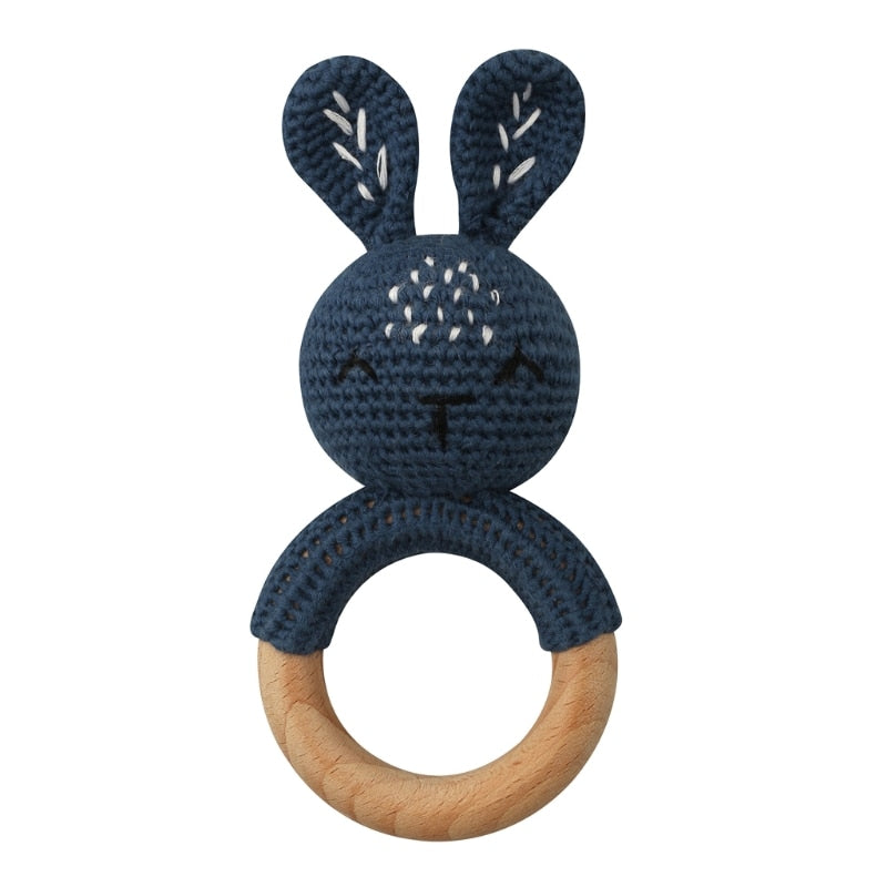 Hochet anneau Lapin bleu marine