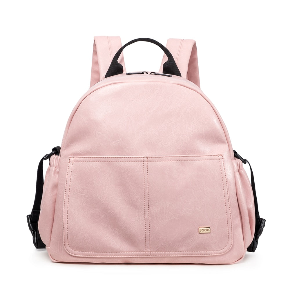 Sac à langer à dos Capucine cuir synthétique rose