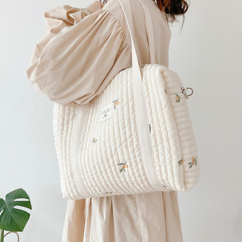 Sac à langer beige en gaze de coton Douceur citron