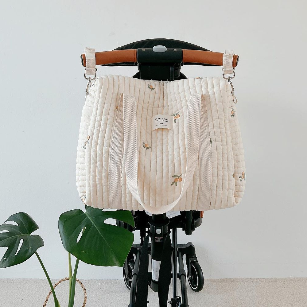 Sac à langer beige en gaze de coton Douceur citron