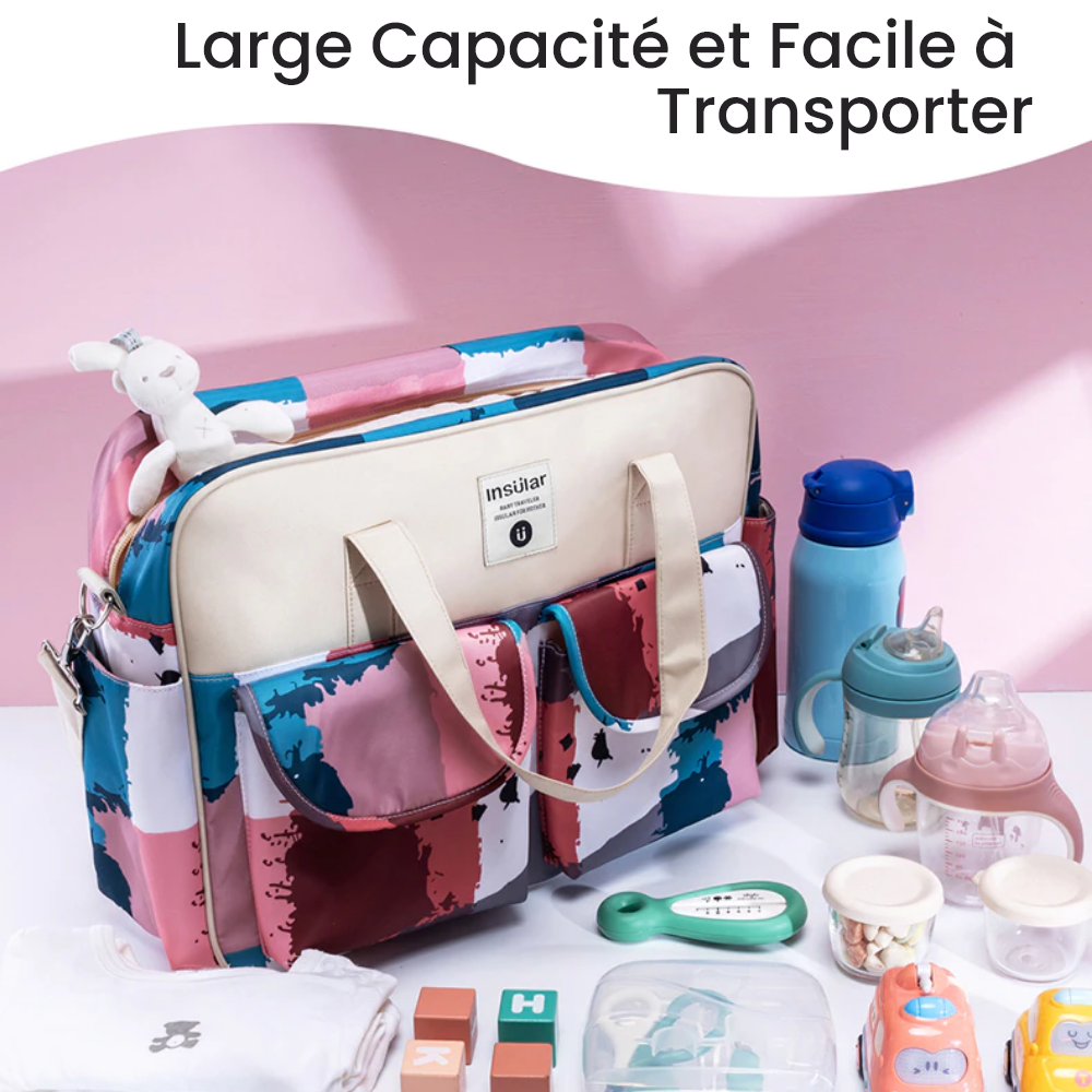 Sac à langer bandoulière Emmy motif Camélia