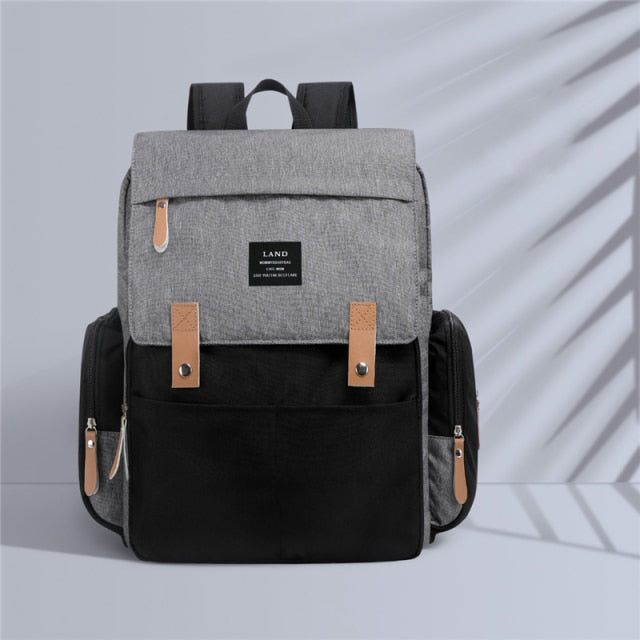 Sac à langer à dos Récré gris et noir