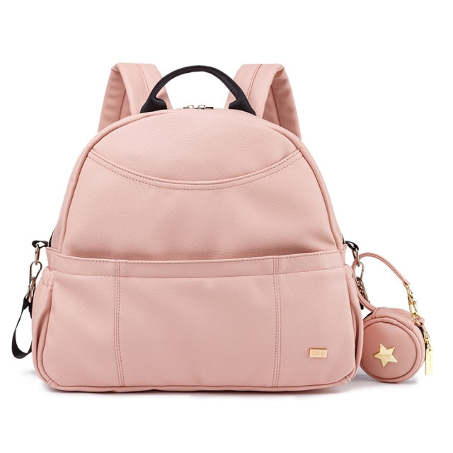 Sac à langer à dos Valentine cuir vegan rose