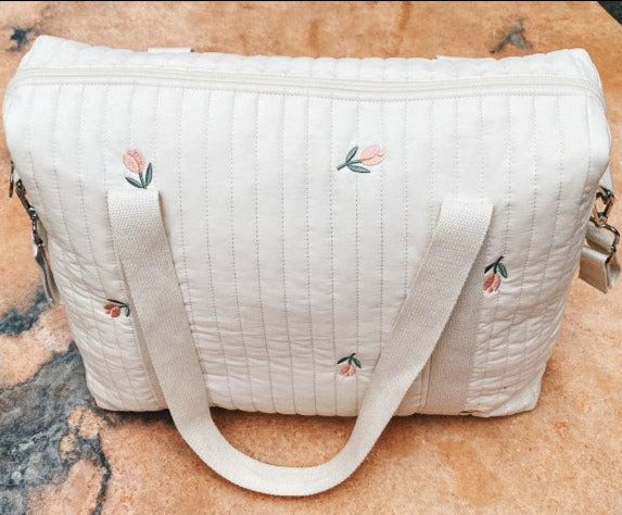 Sac à langer à anses beige Douceur Tulipe